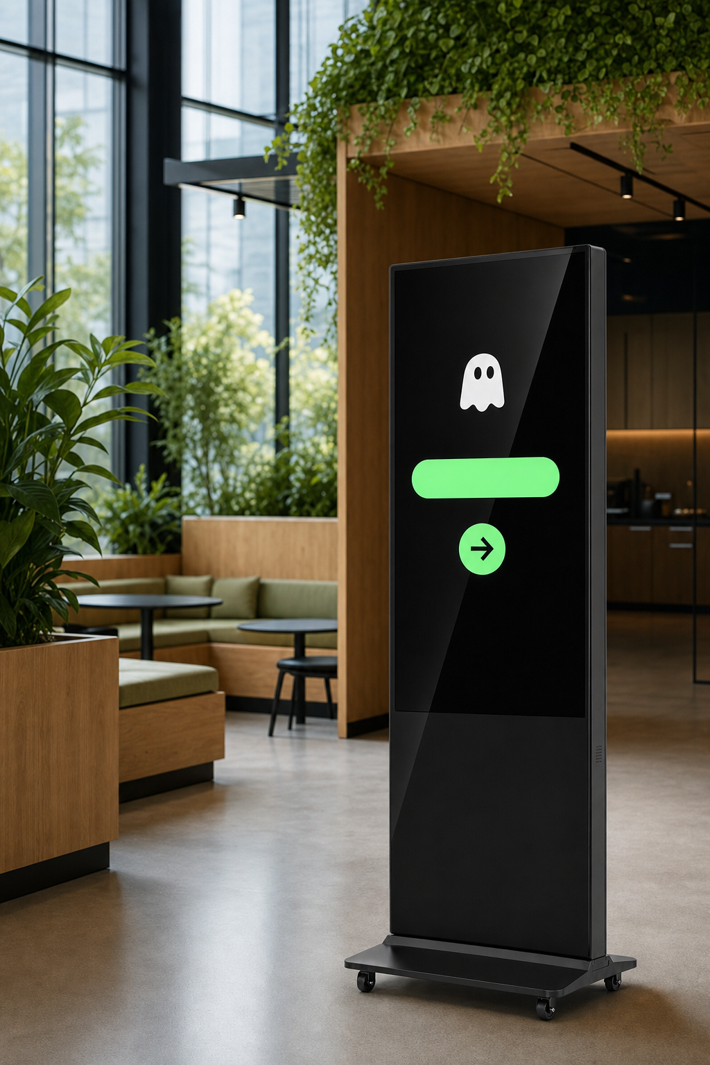GhostVend kiosk in a bright modern office break area